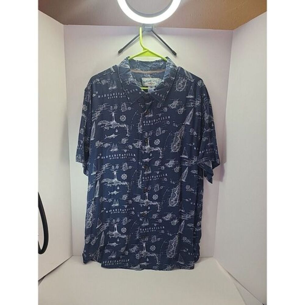 Margaritaville‎ Men's Blue Button-down Shirt Blue XL